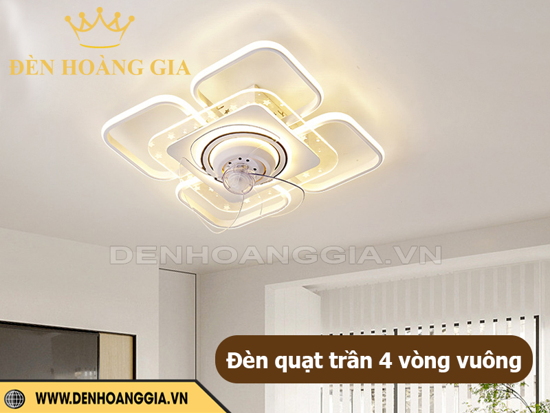 Đèn quạt trần 4 vòng vuông