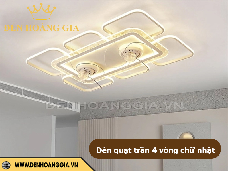 Đèn quạt trần hình chữ nhật 2 quạt