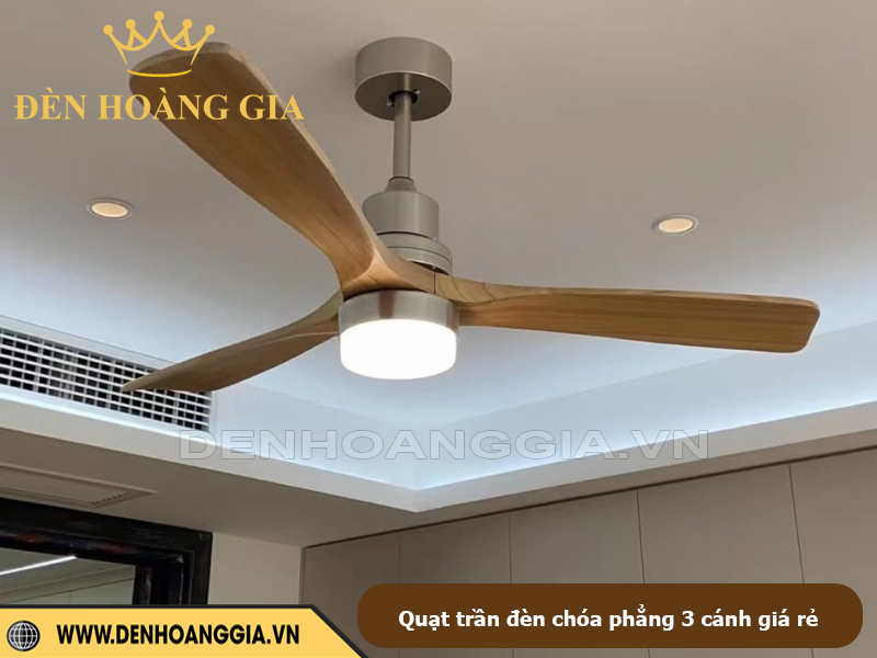 Quạt trần đèn chóa phẳng 3 cánh giá rẻ