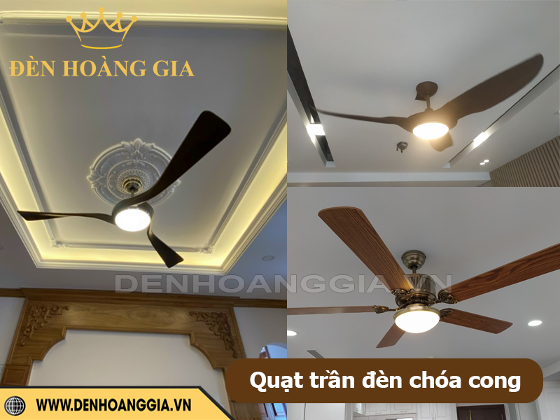Quạt trần đèn led chóa cong