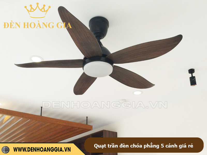 Quạt trần đèn chóa phẳng 5 cánh giá rẻ