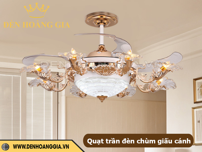 Quạt trần đèn chùm giấu cánh