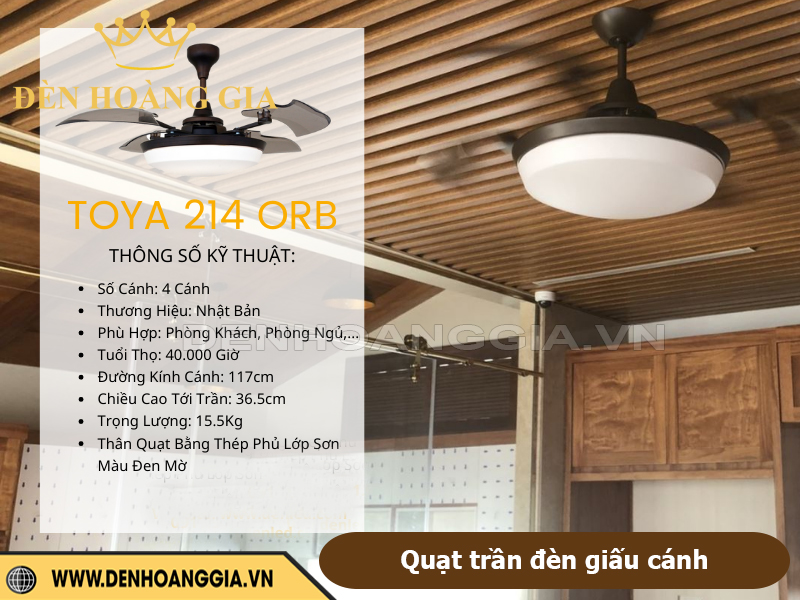 Quạt trần đèn giấu cánh Kaiyo