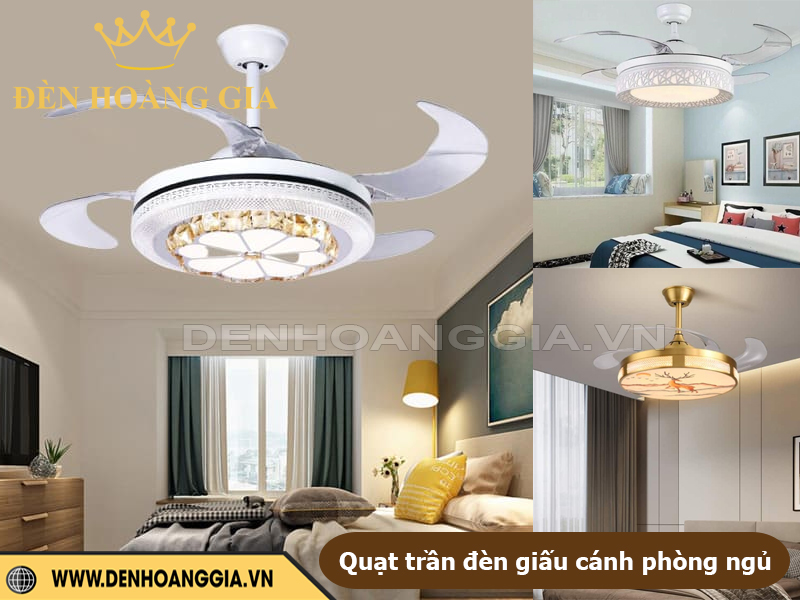 Quạt trần đèn giấu cánh phòng ngủ