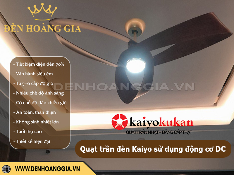 Quạt trần đèn Kaiyo sử dụng động cơ DC