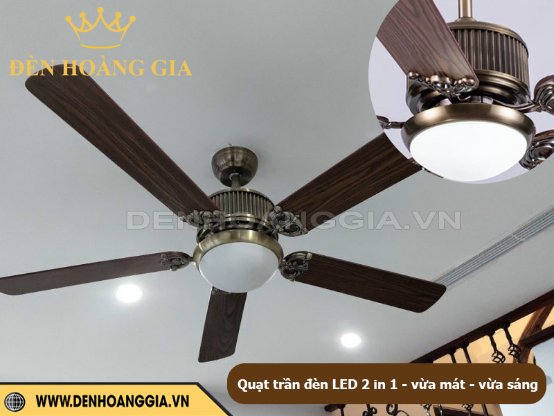 Quạt trần 2 in 1 kết hợp với đèn led trang trí