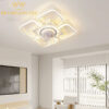 Quạt trần đèn trang trí hình vuông Rolux-QTD-8859-V