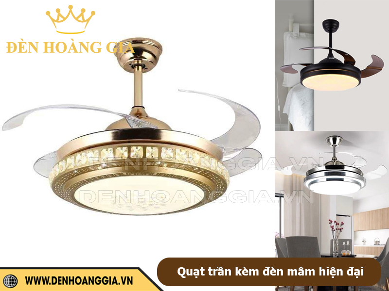 Quạt trần kèm đèn mâm hiện đại