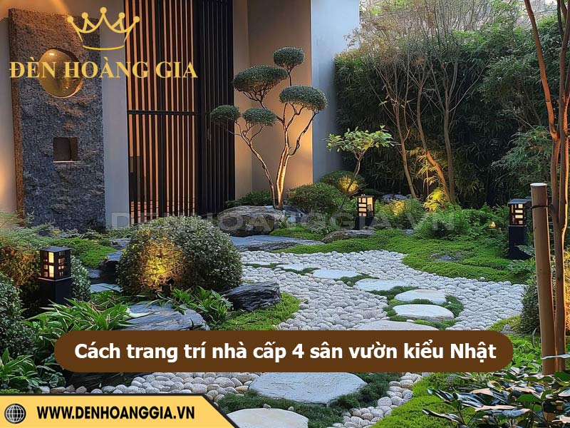 Cách trang trí nhà cấp 4 sân vườn kiểu Nhật ấn tượng vào ban đêm