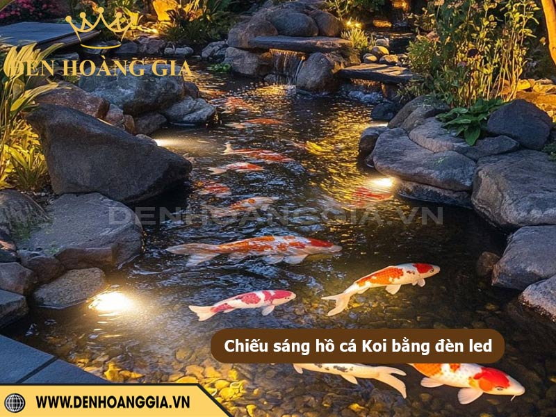 Chiếu sáng hồ cá Koi sân vườn nhà cấp 4 Nhật Bản