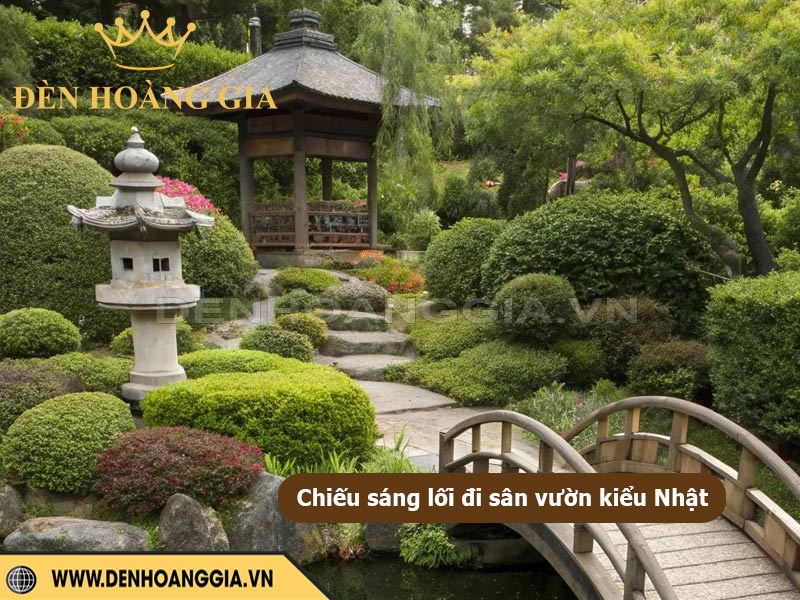 Chiếu sáng lối đi sân vườn phong cách nhật Bản bằng đèn trụ đá