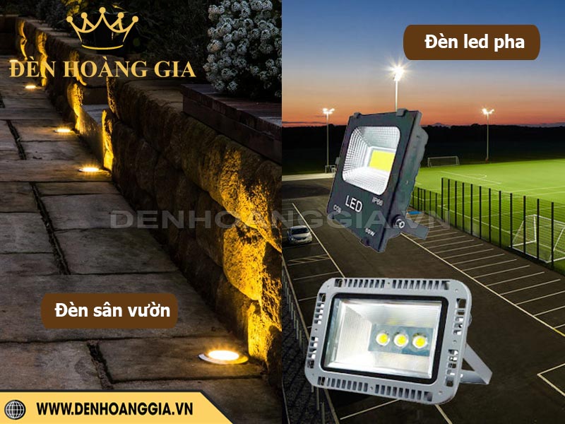 Phân biệt đèn pha và đèn chiếu sáng sân vườn theo mục đích sử dụng