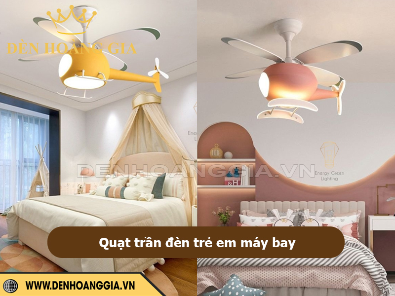 Quạt trần đèn trẻ em hình máy bay giúp tạo điểm nhấn ấn tượng cho phòng trẻ em