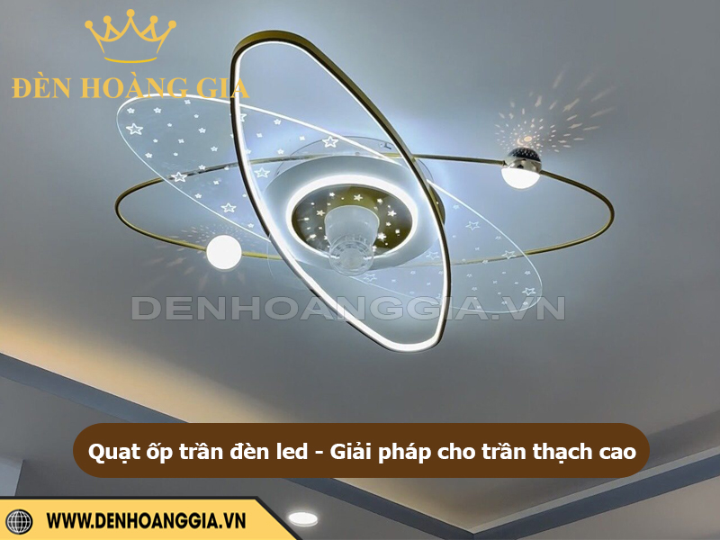 Quạt ốp trần đèn LED lắp cho trần thạch cao