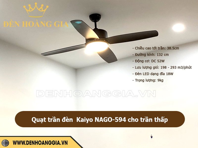 Quạt trần đèn Kaiyo NAGO-594 cho trần thấp