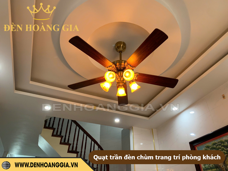 Quạt trần đèn chùm cho phòng khách tiện lợi, đa năng