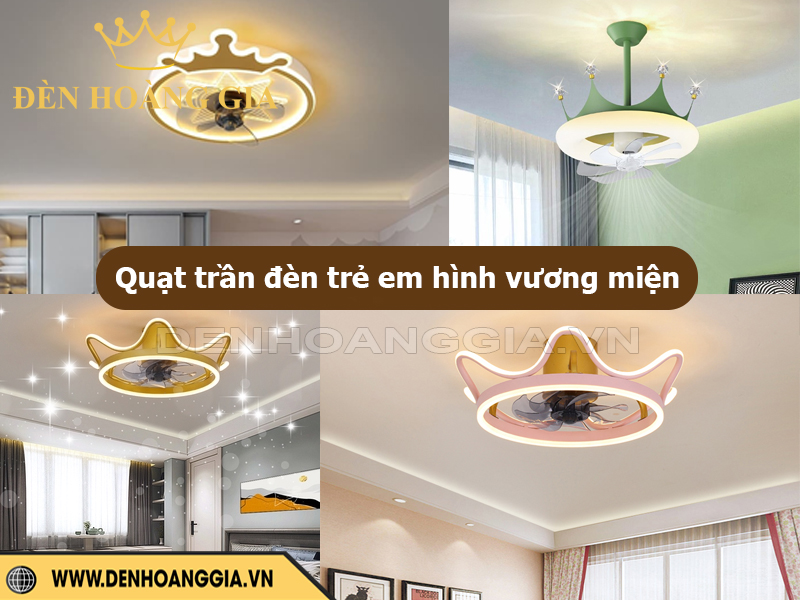 Quạt trần đèn trẻ em hình vương miện