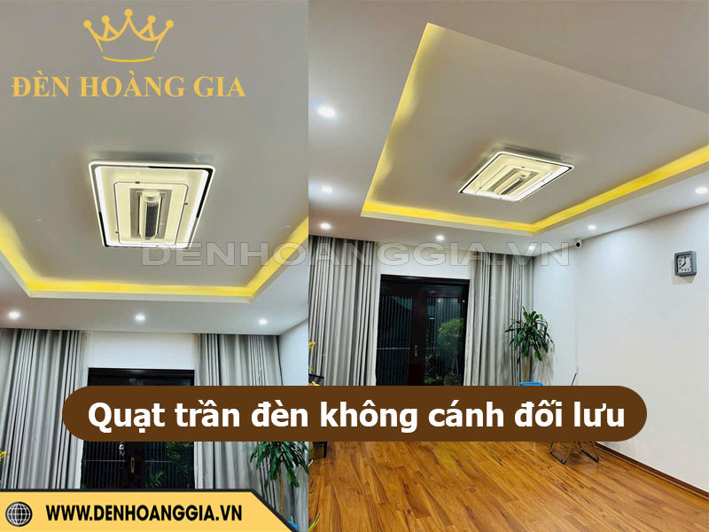 Mẫu quạt trần đèn không cánh đối lưu lắp cho phòng khách