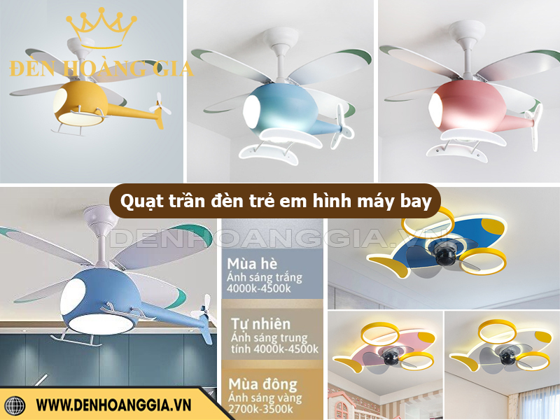 Quạt trần đèn trẻ em hình máy bay