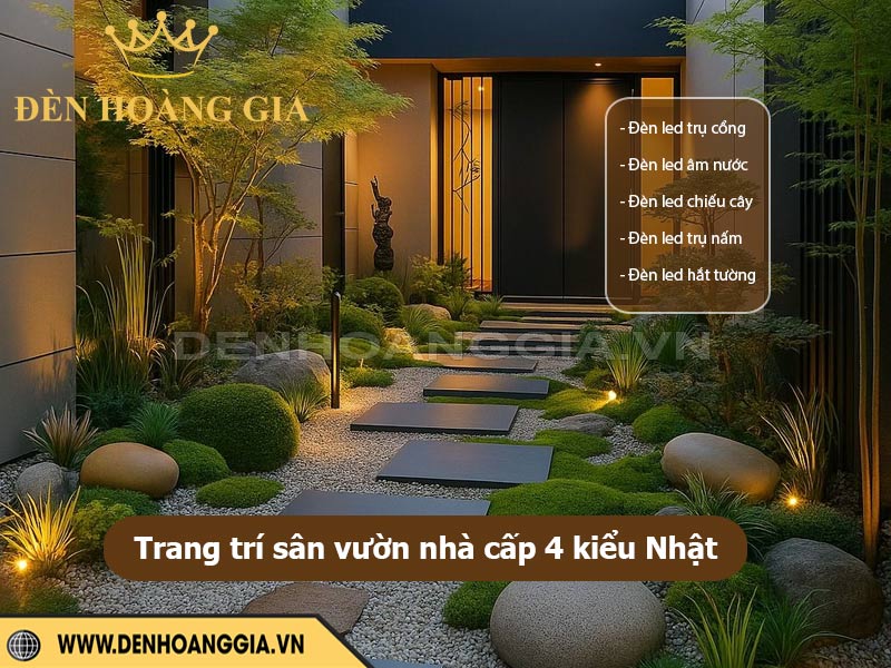 Trang trí nhà cấp 4 sân vườn kiểu Nhật bằng đèn led