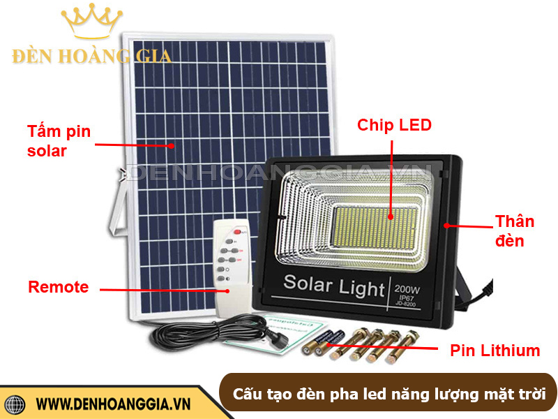 Cấu tạo đèn pha năng lượng mặt trời