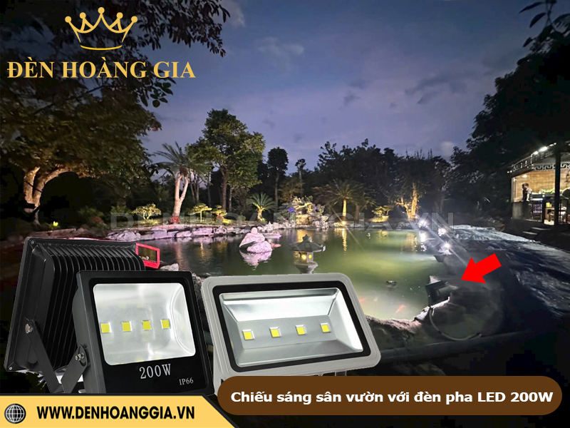 Giải pháp chiếu sáng sân vườn với đèn pha led 200W