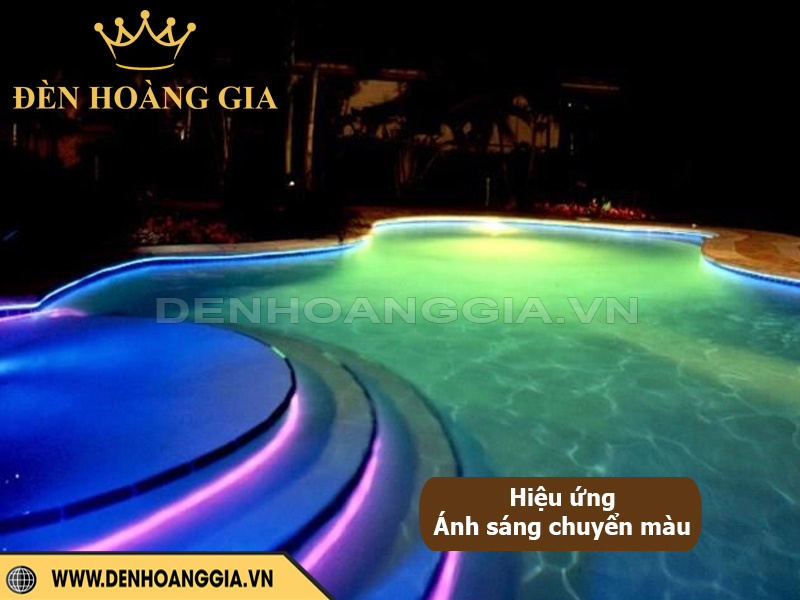 Đèn led dây âm nước trang trí bể bơi bằng hiệu ứng chuyển màu