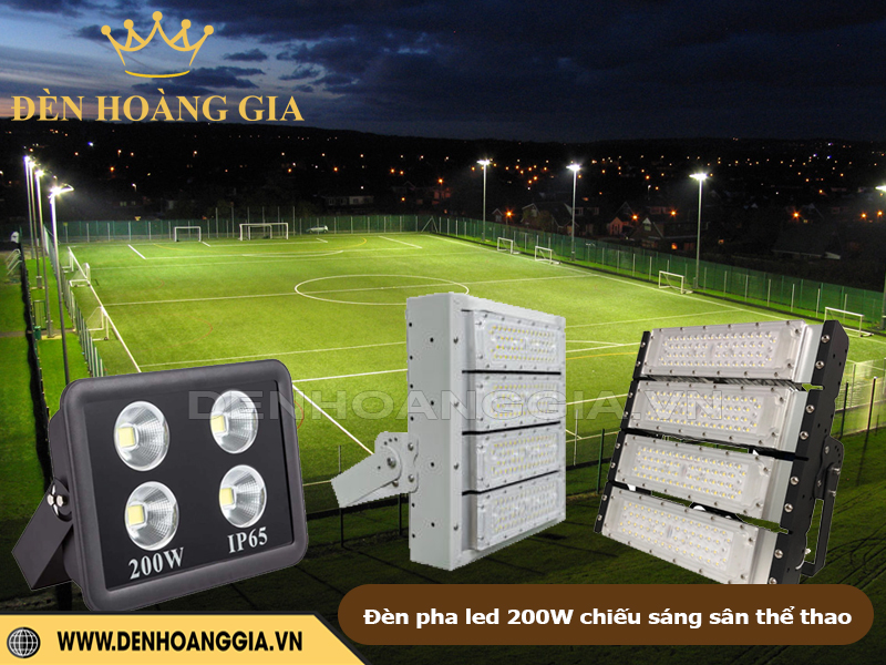 Đèn pha led 200W chiếu sáng sân bóng đá, sân thể thao