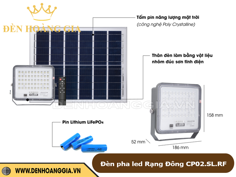Đèn pha led năng lượng mặt trời Rạng Đông CP02.SL.RF