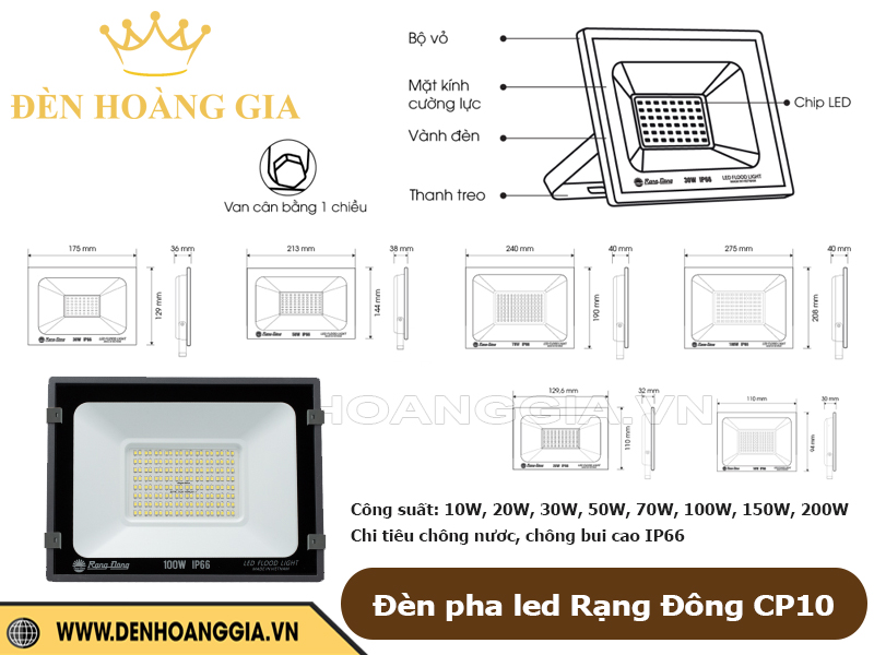 Đèn pha led Rạng Đông CP10