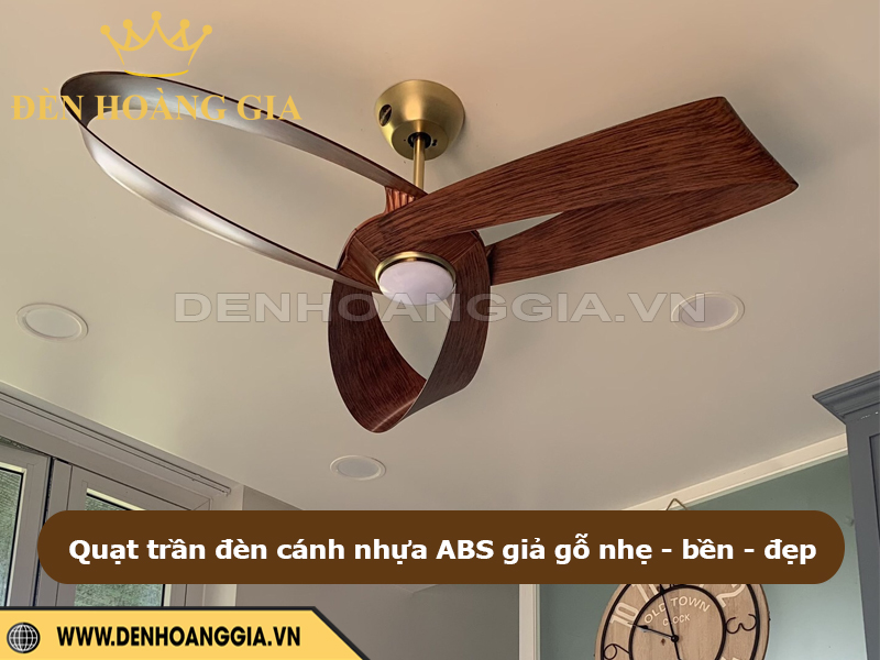 Quạt trần đèn cánh nhựa ABS giả gỗ nhẹ bền đẹp