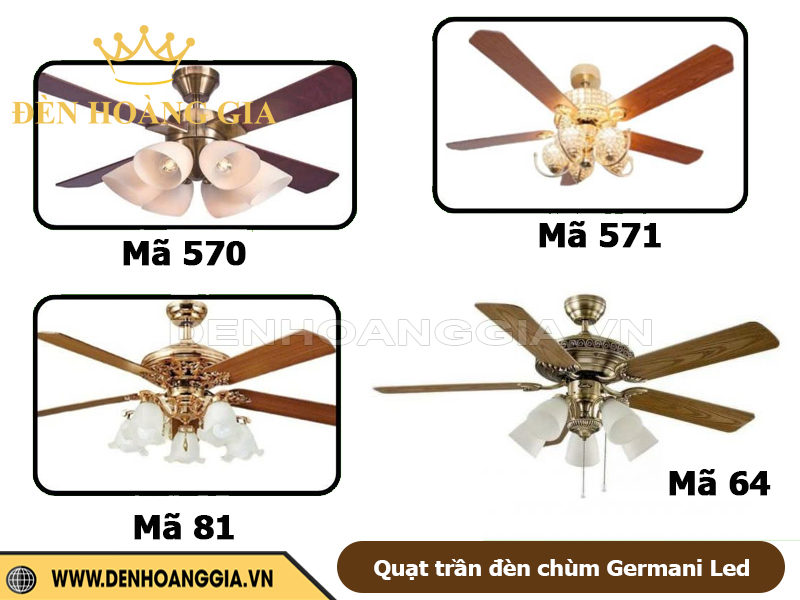 Quạt trần đèn chùm Germani Led