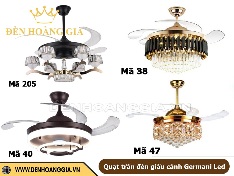 Quạt trần đèn giấu cánh Germani Led