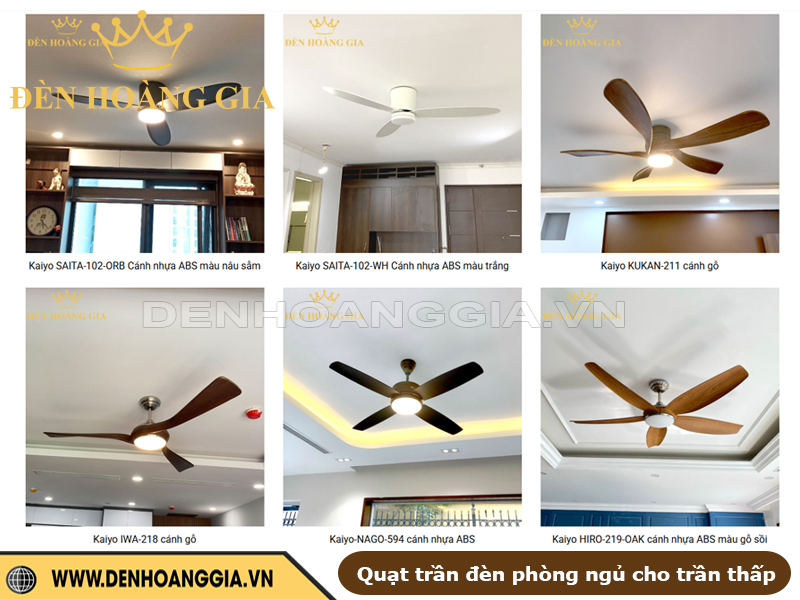 Quạt trần đèn phòng ngủ cho trần thấp