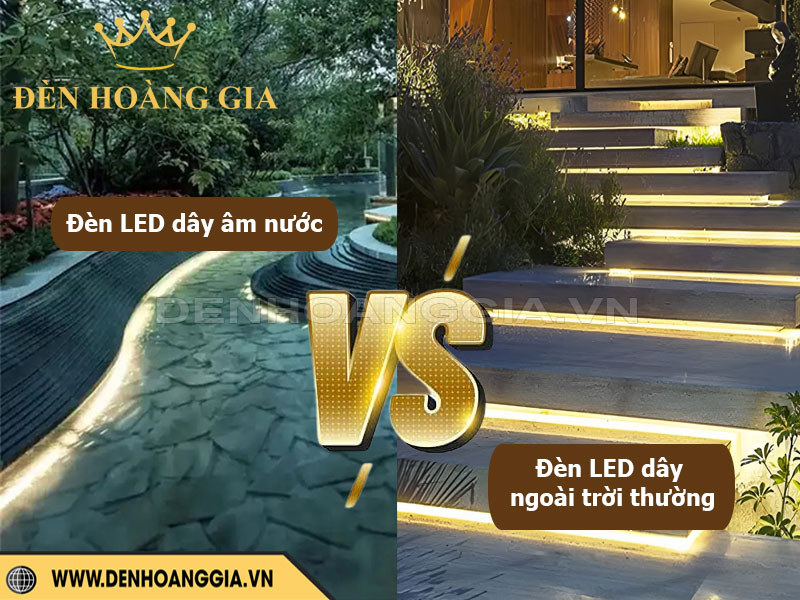 So sánh đặc điểm cấu tạo đèn LED dây âm nước và đèn thường