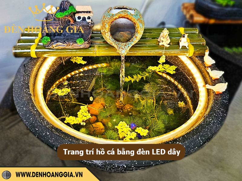 Trang trí đèn LED dây trong hồ cá
