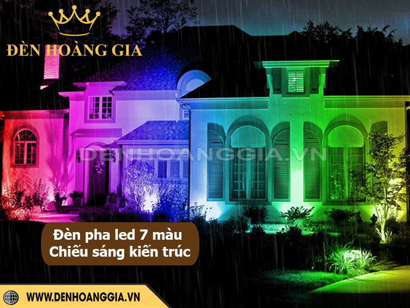 Chiếu sáng kiến trúc công trình bằng đèn pha led nhiều màu