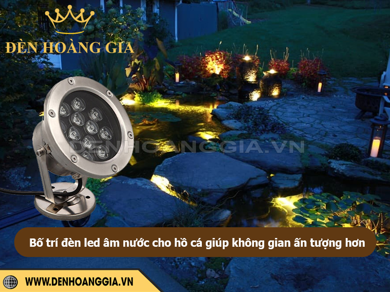 Bố trí đèn led âm nước cho hồ cá khiến không gian ấn tượng hơn