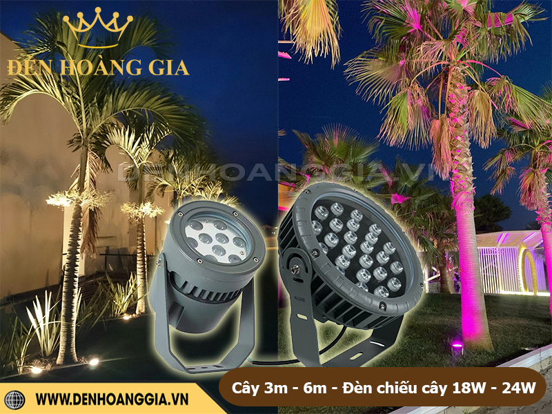 Cây cao 3 - 6m lắp đèn 18 - 24W