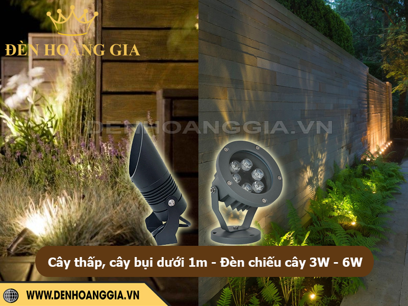 Cây thấp, cây bụi dưới 1 mét lắp đèn chiếu cây 3W - 6W