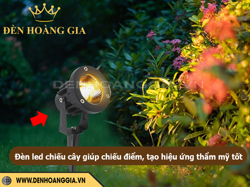 Đèn led chiếu cây giúp chiếu điểm, tạo hiệu ứng thẩm mỹ tốt