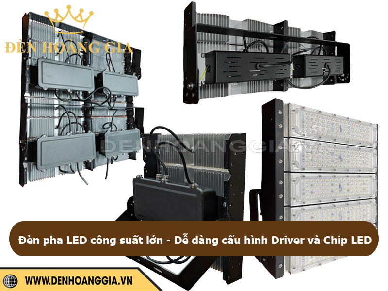 Đèn pha led công suất lớn dễ dàng cấu hình chip led và driver