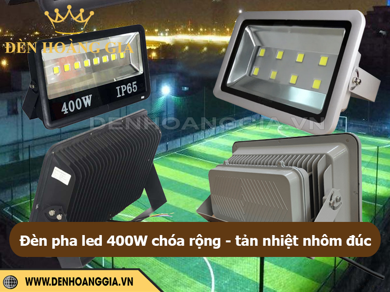 Đèn pha led 400W chóa rộng có thiết kế tản nhiệt nhôm đúc