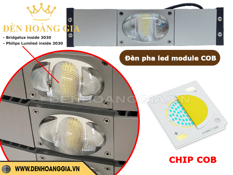 Đèn pha led module COB có cấu tạo là chip led Inside 3030