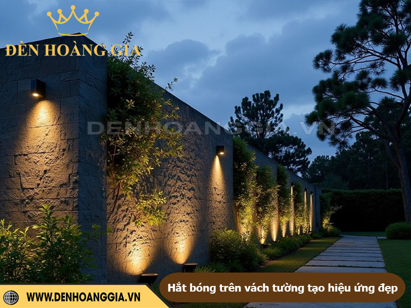Đèn hắt bóng trên tường tạo hiệu ứng trang trí đẹp
