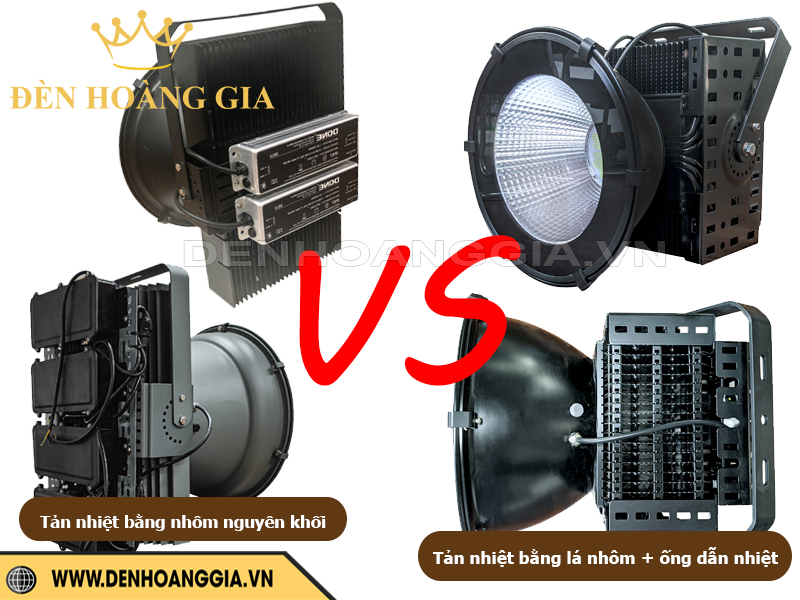 So sánh đèn pha led cầu cảng dùng tản nhiệt nhôm đúc và tản nhiệt ống dẫn đồng