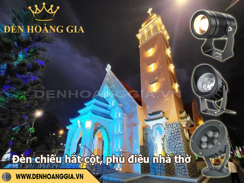 Đèn chiếu hắt cột, phù điêu cho mặt tiền nhà thờ