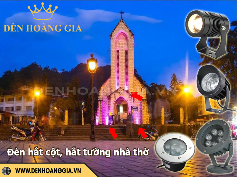 Đèn hắt tường, hắt cột nhà thờ