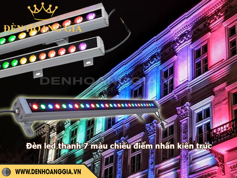 Đèn led thanh 7 màu chiếu điểm nhấn kiến trúc