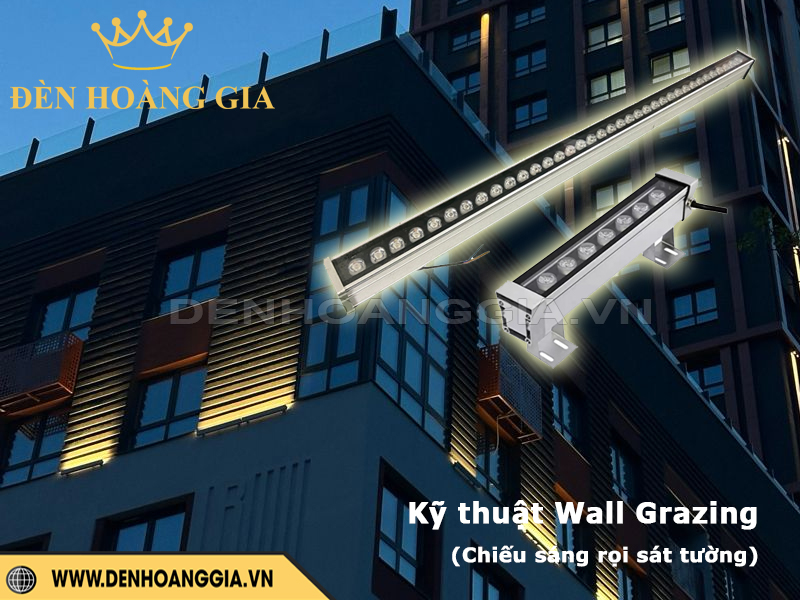 Đèn led thanh chiếu sáng mặt tiền tòa nhà với kỹ thuật Wall Grazing